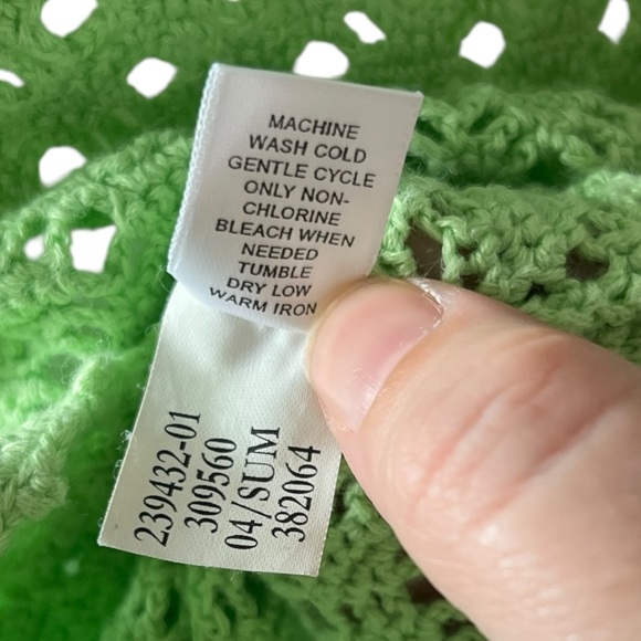 Vintage Y2K Banana Republic Bright Green Open Crochet Top Cotton Fairy Fairycore - Picture 10 of 11